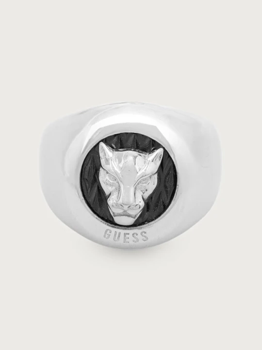 Zdjęcie produktu Guess sygnet męski ze stali nierdzewnej PANTHER srebrny