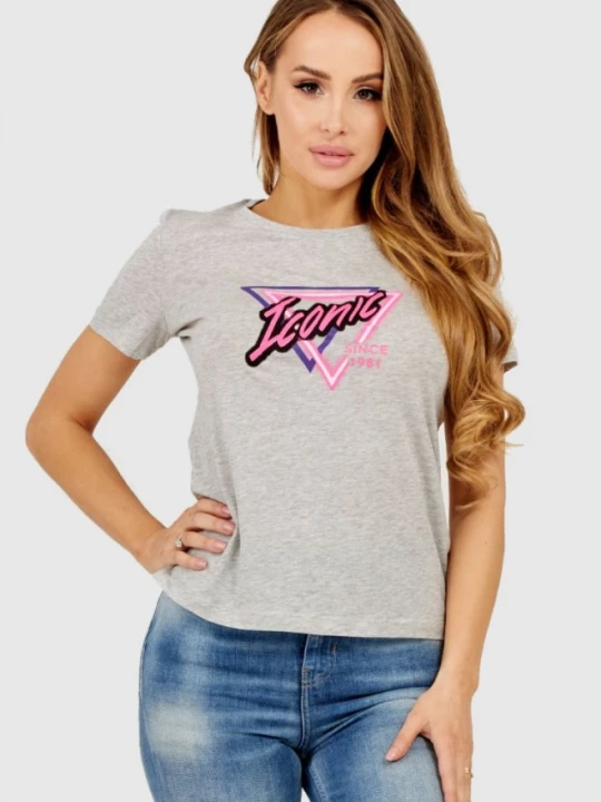 Zdjęcie produktu GUESS Szary t-shirt damski iconic, Rozmiar XS