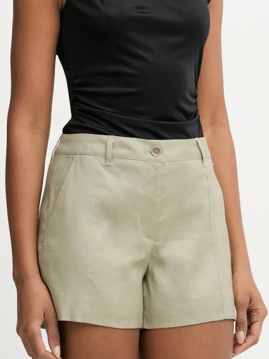 Zdjęcie produktu Guess szorty chino damskie z lnem ISABEAU zielony