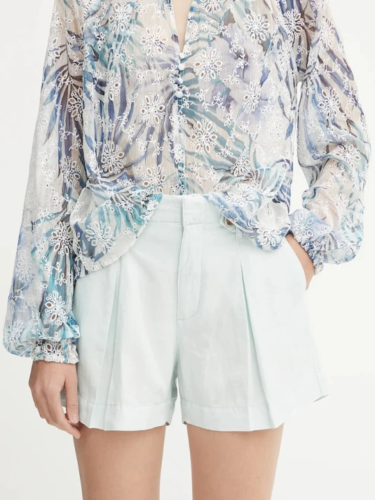 Zdjęcie produktu Guess szorty z domieszką lnu SHAYE turkusowy