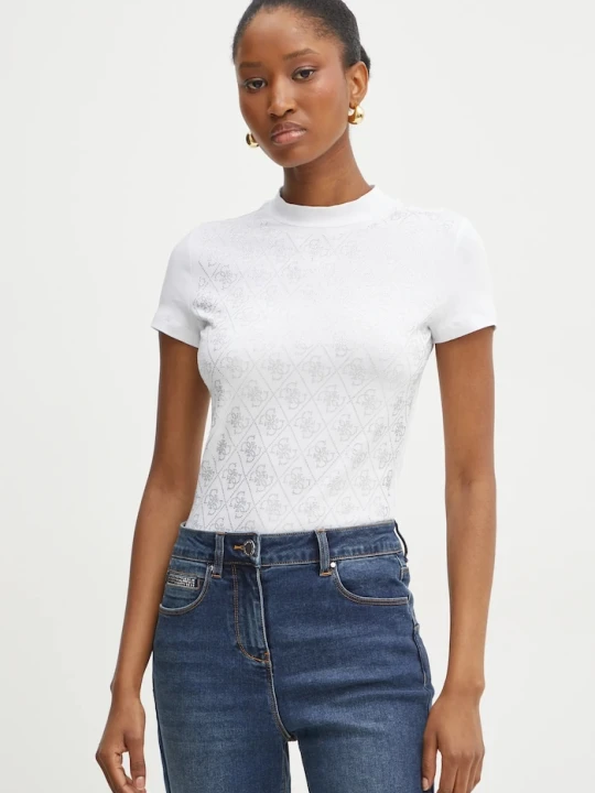 Zdjęcie produktu Guess T-shirt damski z bawełną biały