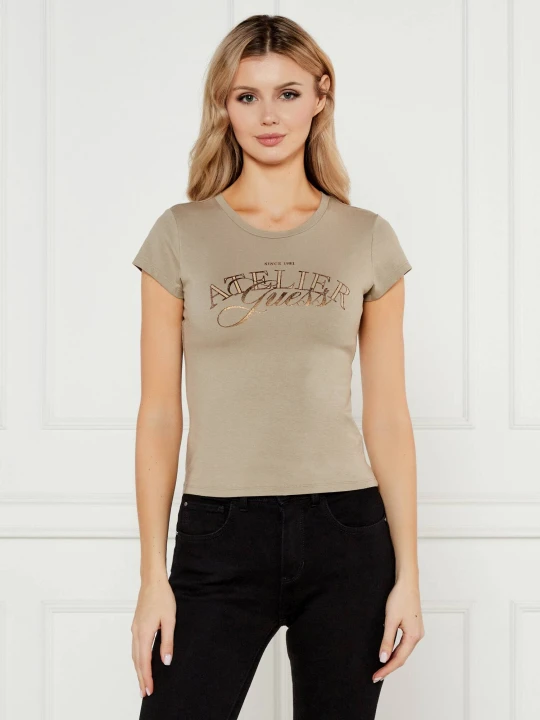 Zdjęcie produktu GUESS T-shirt ATELIER R5 | Slim Fit beżowy