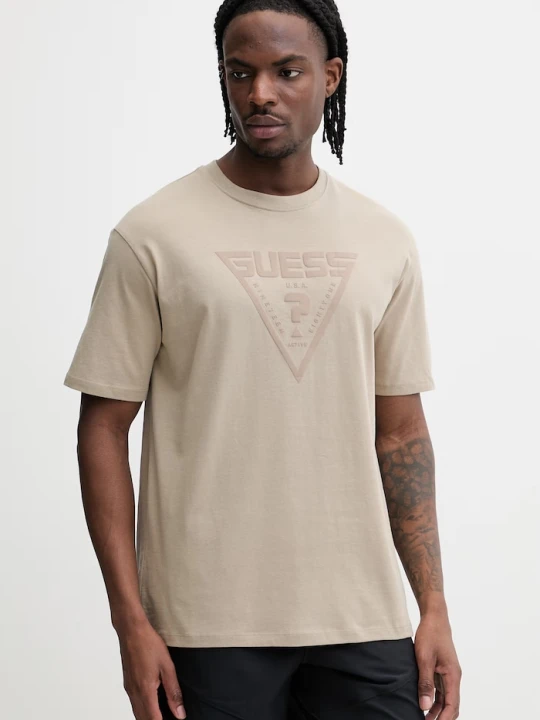 Zdjęcie produktu Guess T-shirt męski bawełniany AZHA beżowy