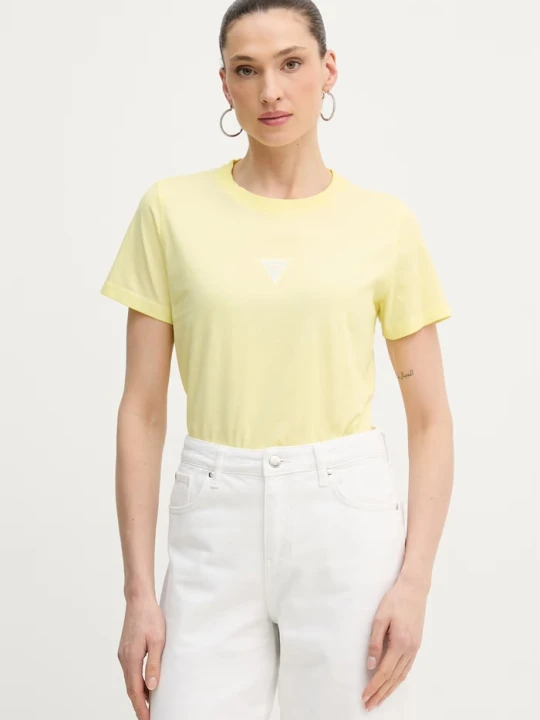 Zdjęcie produktu Guess t-shirt basic damski bawełniany żółty