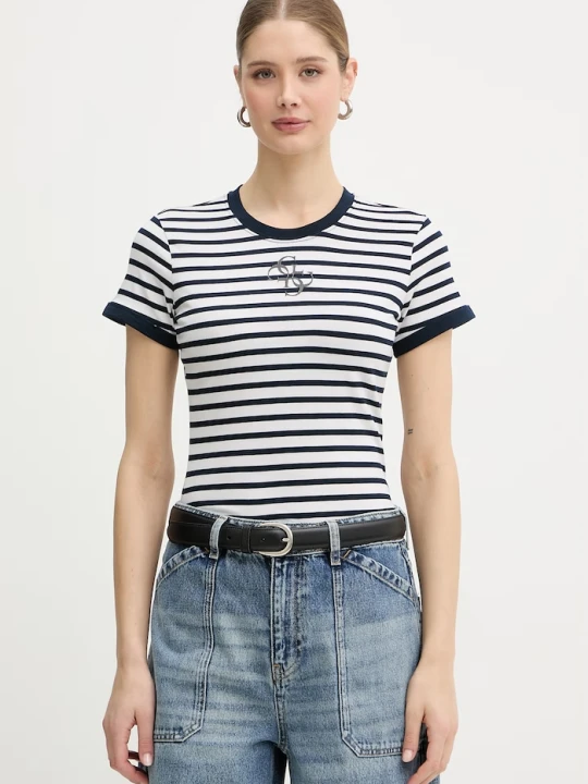 Zdjęcie produktu Guess t-shirt basic damski z modalem granatowy