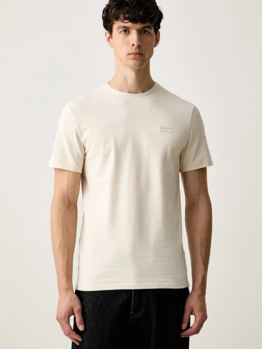 Zdjęcie produktu Guess T-shirt basic męski bawełniany z elastanem beżowy