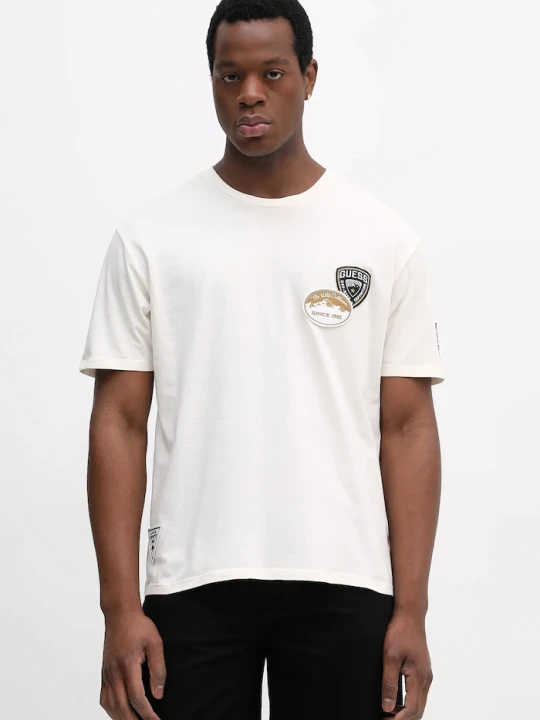Zdjęcie produktu Guess t-shirt bawełniany beżowy
