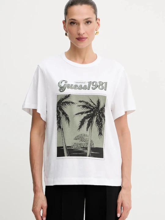 Zdjęcie produktu Guess t-shirt bawełniany biały