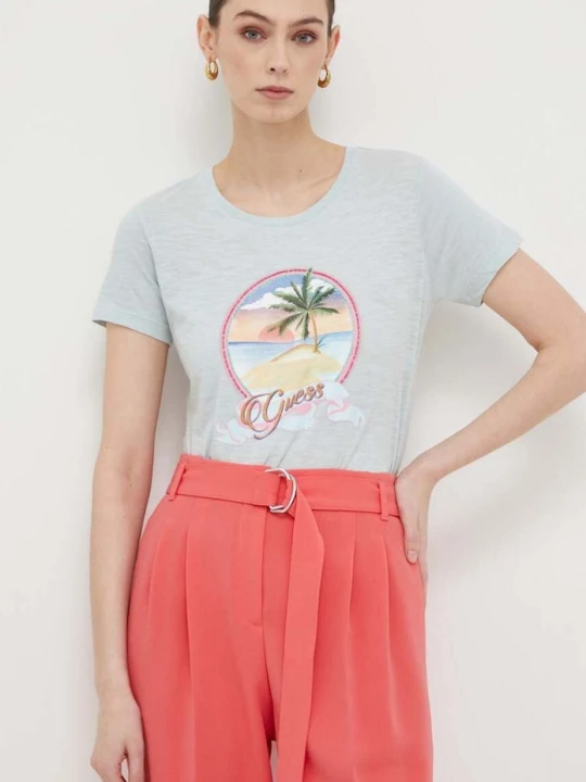 Zdjęcie produktu Guess t-shirt bawełniany zielony