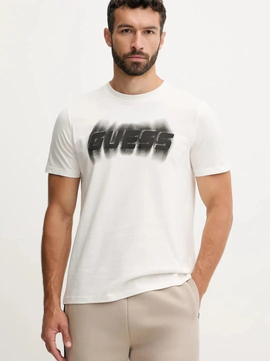 Zdjęcie produktu Guess t-shirt bawełniany ASCANIO beżowy