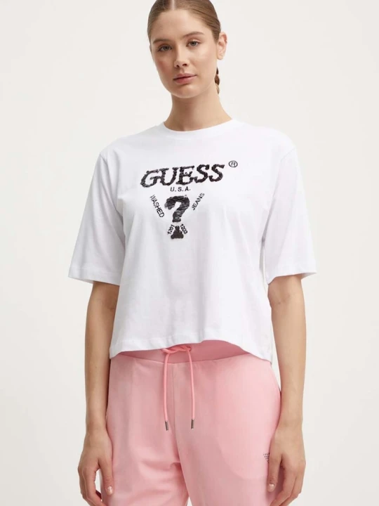 Zdjęcie produktu Guess t-shirt bawełniany AURLIE biały