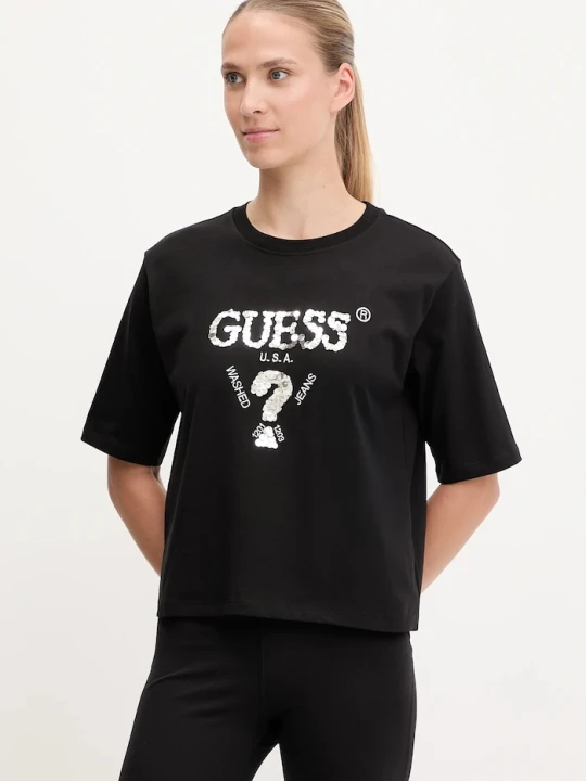 Zdjęcie produktu Guess t-shirt bawełniany AURLIE czarny