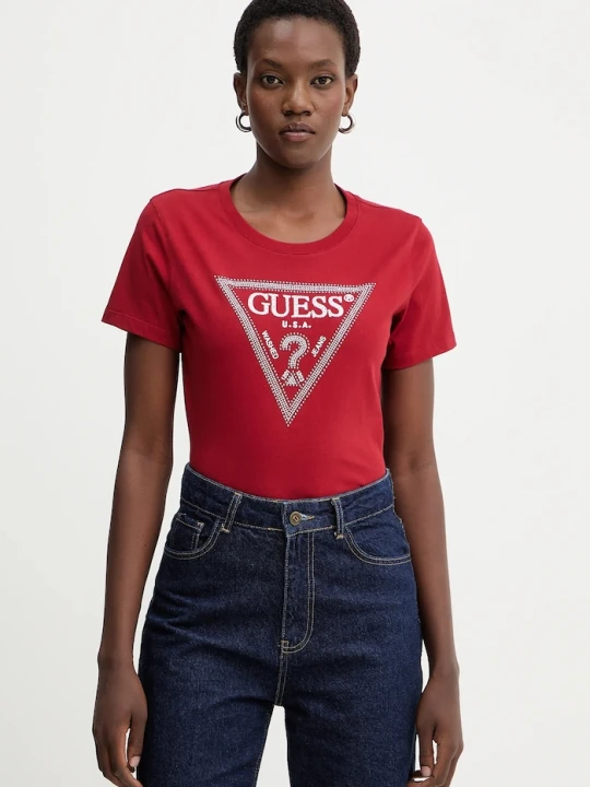 Zdjęcie produktu Guess t-shirt bawełniany czerwony