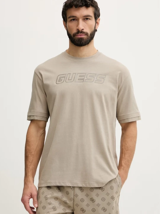 Zdjęcie produktu Guess t-shirt bawełniany GUSTAVE beżowy