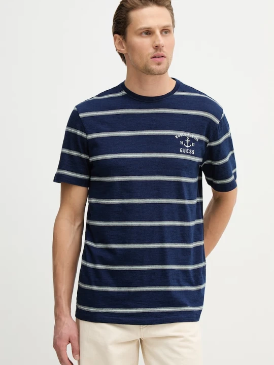 Zdjęcie produktu Guess t-shirt bawełniany MARINE granatowy