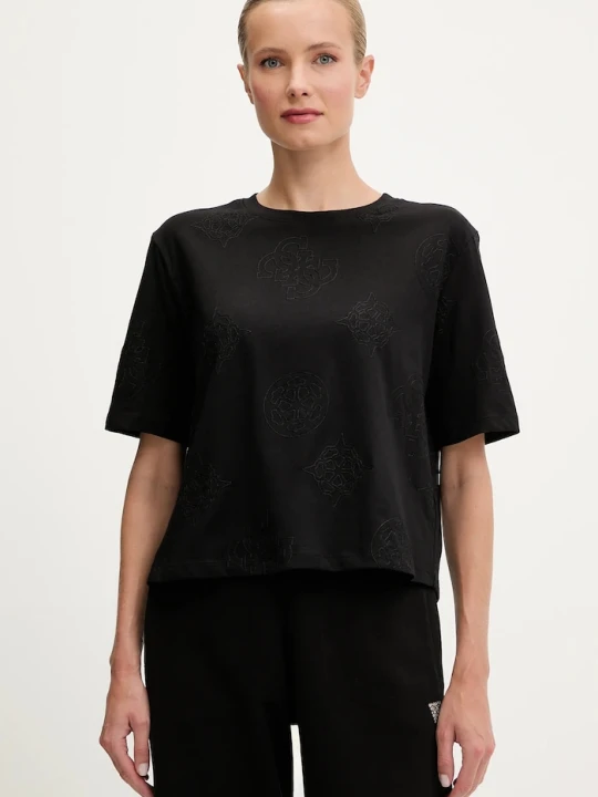 Zdjęcie produktu Guess t-shirt bawełniany PEONY czarny