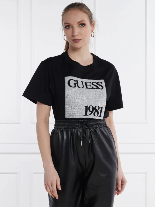 Zdjęcie produktu GUESS T-shirt BEADS | Regular Fit czarny