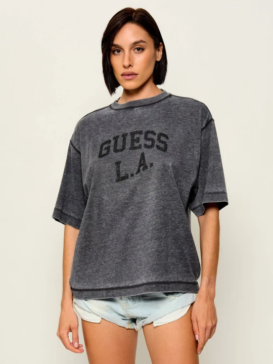 Zdjęcie produktu GUESS T-shirt Burnout | Oversize fit grafitowy