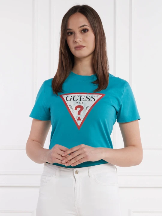 Zdjęcie produktu GUESS T-shirt | Classic fit turkusowy