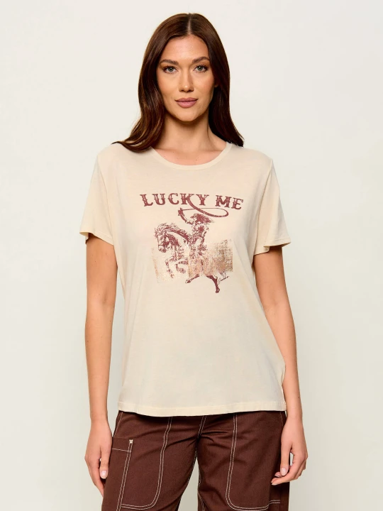 Zdjęcie produktu GUESS T-shirt COWGIRL | Loose fit beżowy