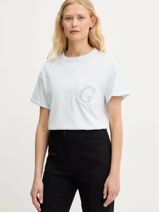Zdjęcie produktu Guess t-shirt damski bawełniany niebieski
