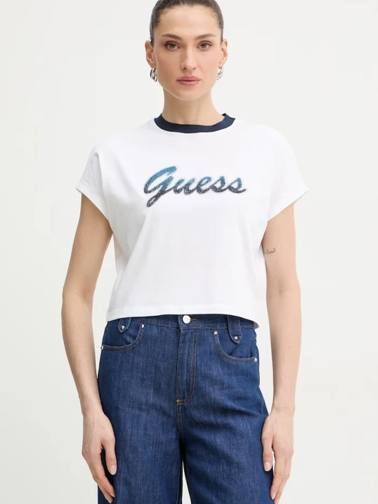 Zdjęcie produktu Guess T-shirt damski bawełniany biały