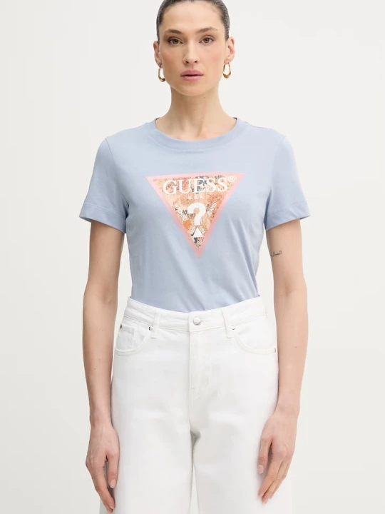 Zdjęcie produktu Guess t-shirt damski bawełniany niebieski