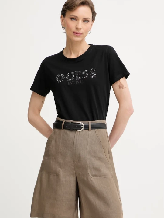 Zdjęcie produktu Guess T-shirt damski bawełniany czarny