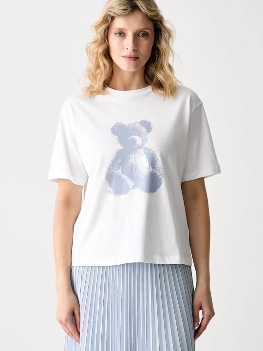 Zdjęcie produktu Guess T-shirt damski bawełniany BEAR biały