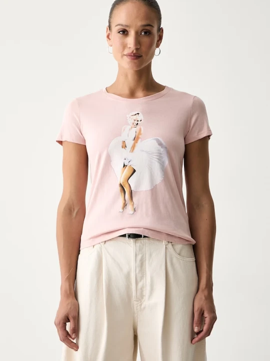 Zdjęcie produktu Guess T-shirt damski bawełniany MARILYN MONROE różowy