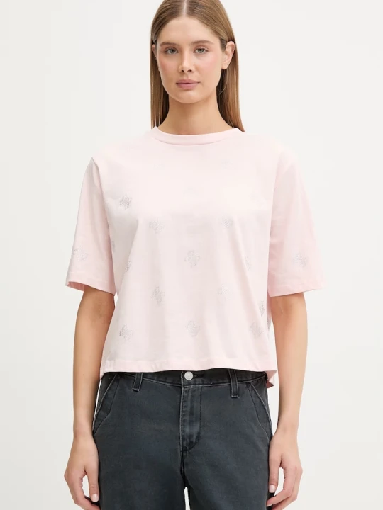 Zdjęcie produktu Guess T-shirt damski bawełniany SILVY różowy