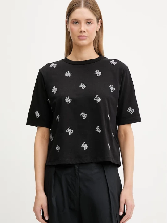 Zdjęcie produktu Guess T-shirt damski bawełniany SILVY czarny