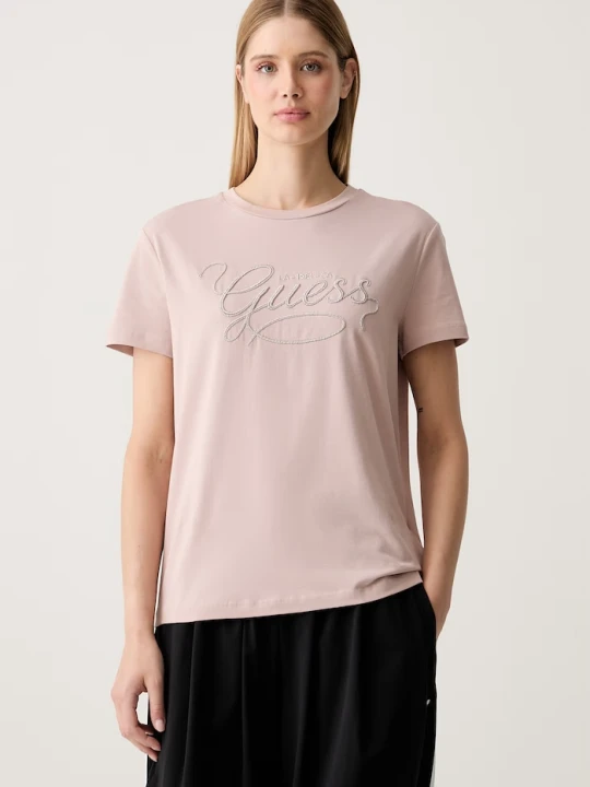 Zdjęcie produktu Guess T-shirt damski bawełniany SYRMA różowy