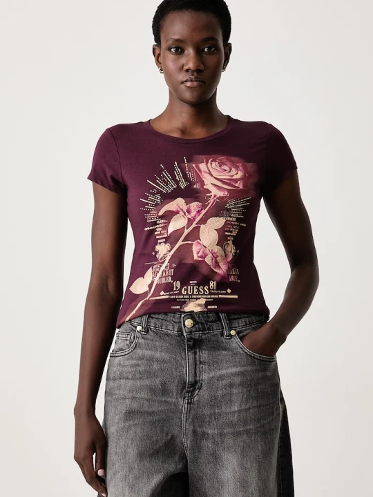 Zdjęcie produktu Guess T-shirt damski bordowy
