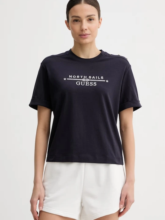 Zdjęcie produktu Guess T-shirt damski X NORTH SAILS granatowy