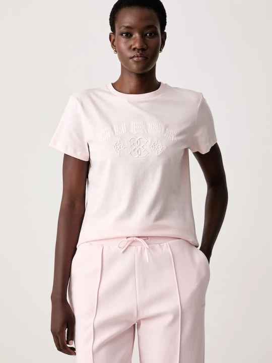 Zdjęcie produktu Guess T-shirt damski z bawełną FABRIZIA różowy