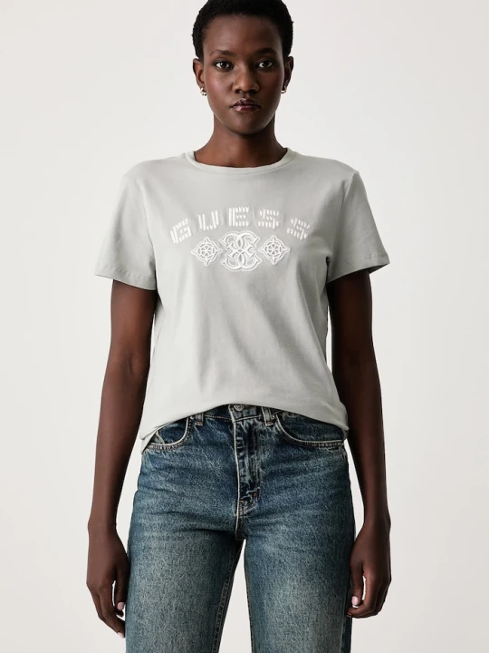 Zdjęcie produktu Guess T-shirt damski z bawełną FABRIZIA zielony