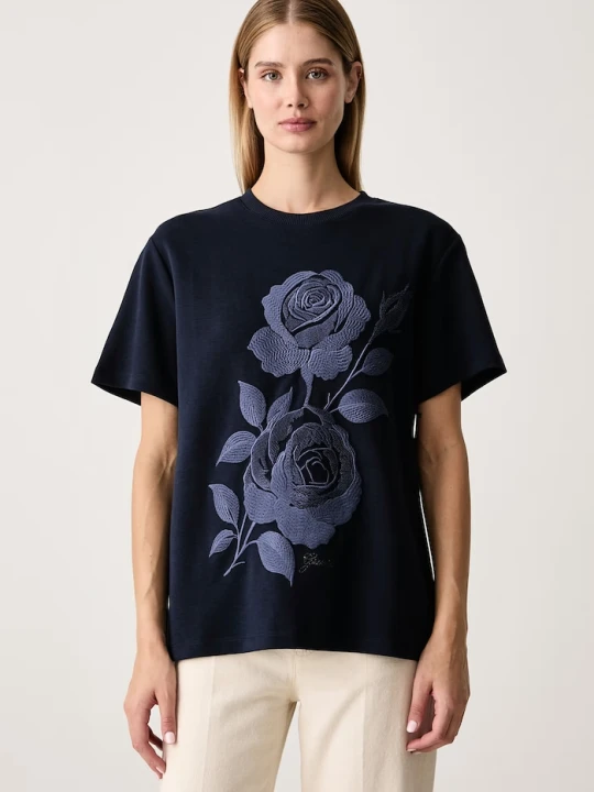 Zdjęcie produktu Guess T-shirt damski z bawełną granatowy
