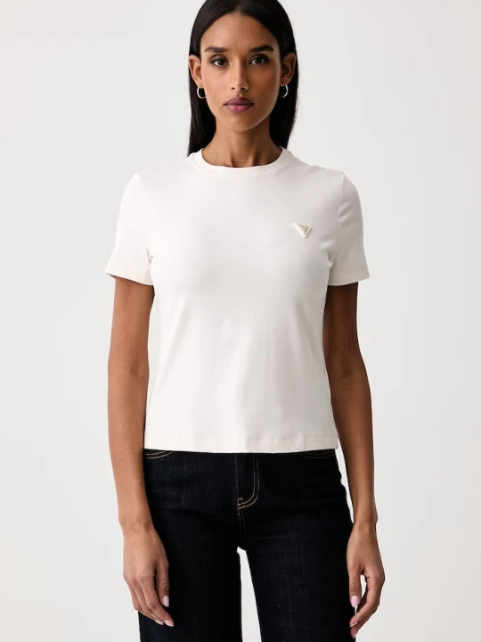 Zdjęcie produktu Guess T-shirt damski z bawełną SONIA beżowy