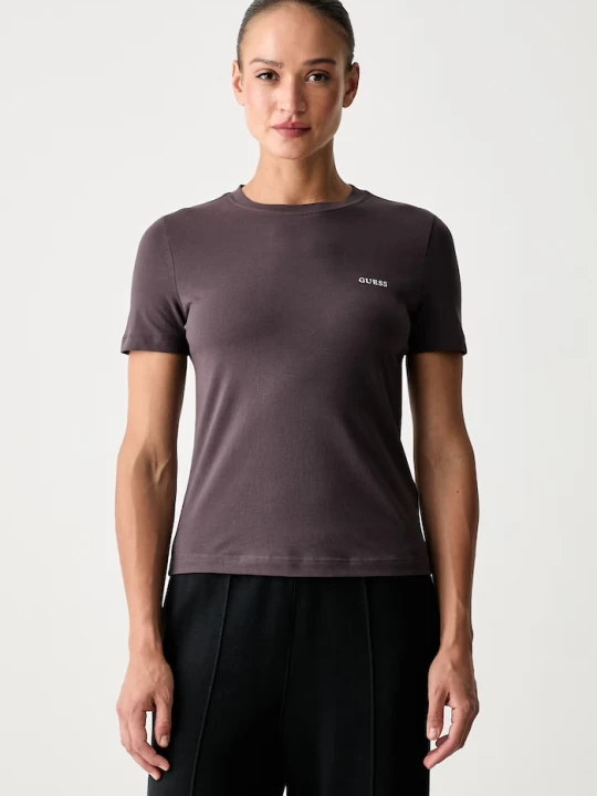 Zdjęcie produktu Guess T-shirt damski z bawełną TRACEY brązowy
