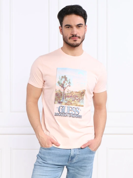 Zdjęcie produktu GUESS T-shirt DESERT PHOTO | Regular Fit pudrowy róż
