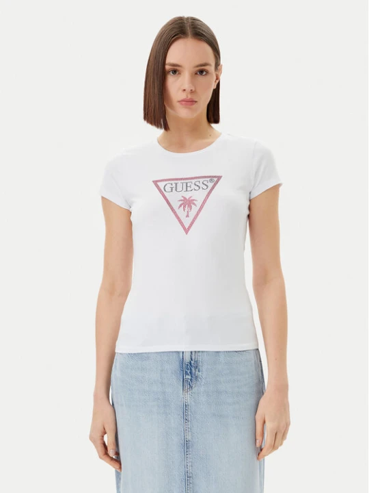 Zdjęcie produktu Guess T-Shirt E5GI08 J1314 Biały Slim Fit