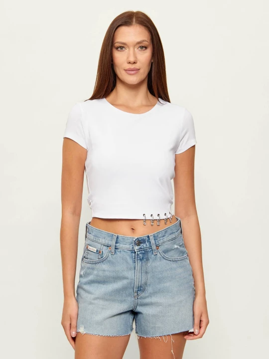 Zdjęcie produktu GUESS T-shirt ELISABETTE | Cropped Fit biały