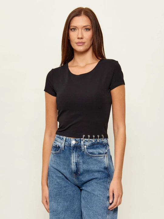 Zdjęcie produktu GUESS T-shirt ELISABETTE | Cropped Fit czarny