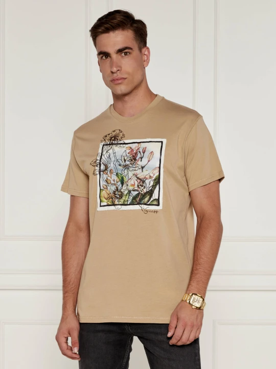 Zdjęcie produktu GUESS T-shirt FLOWER BOX | Regular Fit beżowy
