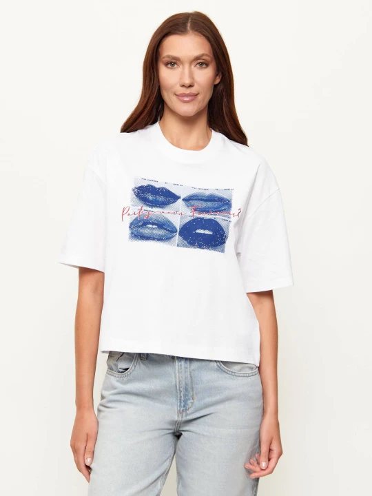 Zdjęcie produktu GUESS T-shirt FRENCH LIPS | Loose fit biały