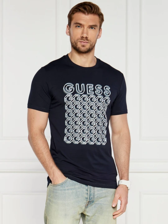 Zdjęcie produktu GUESS T-shirt G CHAIN | Slim Fit granatowy