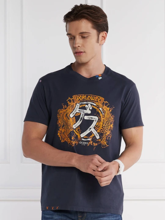 Zdjęcie produktu GUESS T-shirt JAPANESE IDEOG | Regular Fit granatowy
