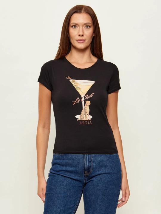 Zdjęcie produktu GUESS T-shirt LEOPARDTINI | Slim Fit czarny