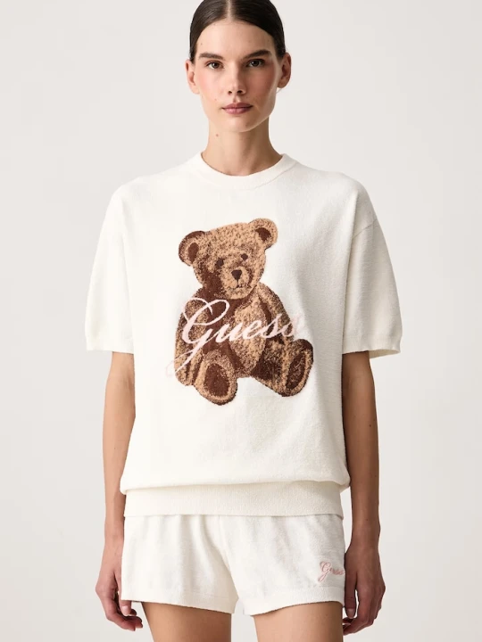 Zdjęcie produktu Guess T-shirt lounge damski ARIA beżowy